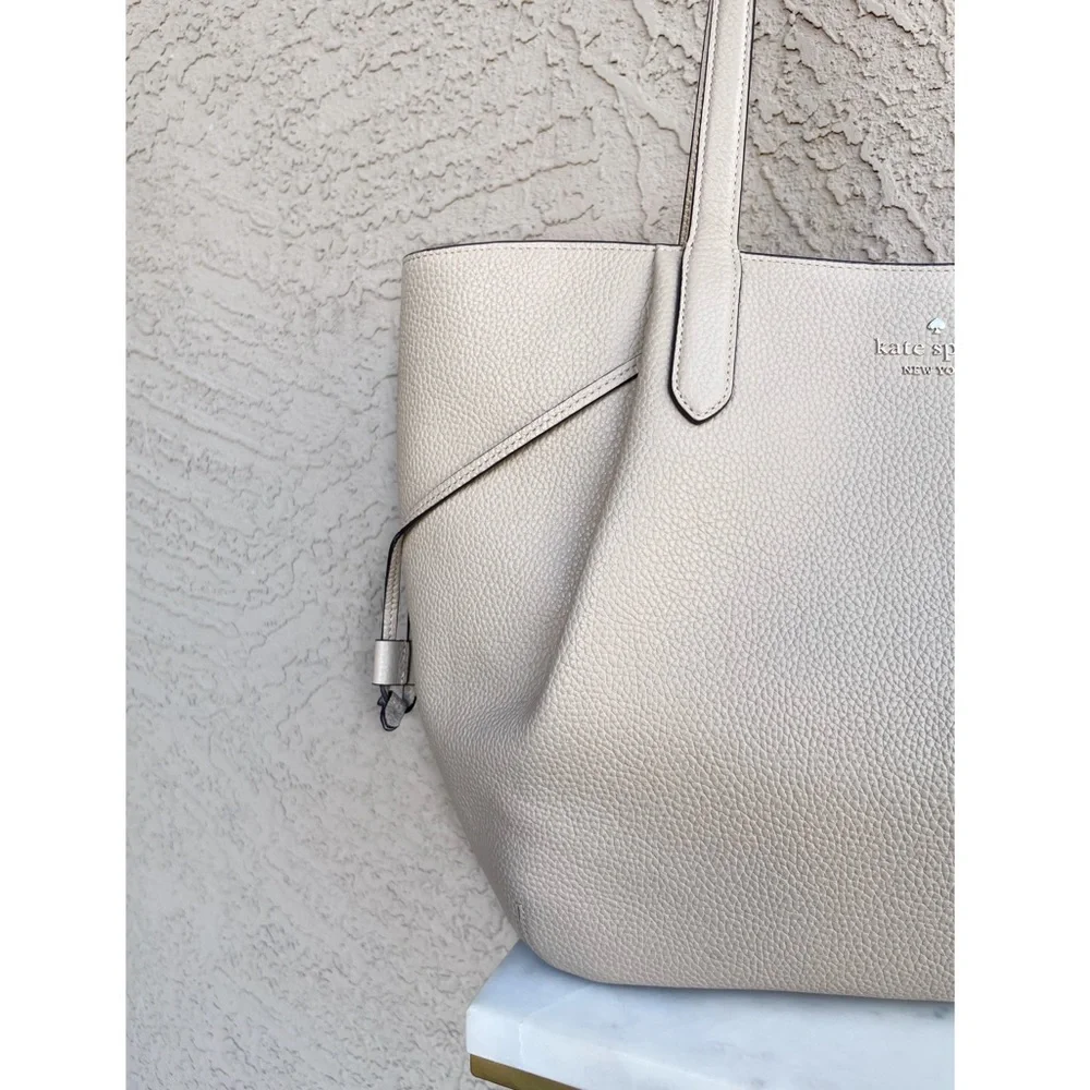 KATE SPADE Beige Cream Neutral Leather Large Dumpling Tote Bag